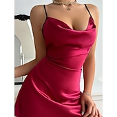 olcso Női hálóingek és hálópólók-Női Hálóing Szerelmesek Alkalmi Kényelmes Tiszta szín Nyitott hátú Napi Otthon Ujjatlan Szíj Fekete Fehér Pezsgő Arcpír rózsaszín Rubin Nyár Tavasz Normál