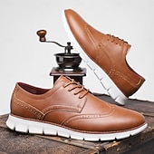 baratos Sapatos Oxford-Tênis casual masculino marrom – design elegante e confortável com cadarço, ideal para casamentos e eventos informais.
