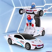 זול ירד ל-30 $-רובוט דפורמטיבי, מכונית ספורט, צעצוע עם רובוט להמרה ואורות, מכונית מופעלת על ידי סוללה לילדים, מוזיקה &amp;בליטה &amp;גו פונקציית ילדים, לבן