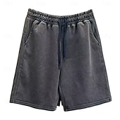 preiswerte Lässige Shorts-Herren Shorts Freizeitshorts Acid Wash Shorts Kordelzug Elastischer Bund Einheitliche Farbe Komfort Atmungsaktiv Knielang Täglich Streetwear Ferien Mode Retro Vintage Schwarz Marineblau Mikroelastisch