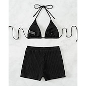 levne Surfovací tankiny a bikiny-Dámské Bikinové sety 2 ks Plavky Jednobarevné Ochrana proti UV záření Elastický Bez rukávů Plavky Surfování Potápění Plavání Léto