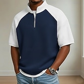  Férfi Gofris pólóingek Hétköznapi Szabadság Álló gallér Rövid ujjú Alap Modern Kockás Színes Színes Gombok Nyár Tavasz Laza fit Medence Fekete Sötétkék Bíbor Lóhere Szürke Gofris pólóingek