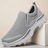 voordelige Slip-On Casual Schoenen-Grijze instapschoenen voor heren, lichtgewicht en ademend gebreid bovenwerk, comfortabele zool met demping, moderne casual stijl voor dagelijks gebruik en reizen.