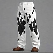 Χαμηλού Κόστους ανδρικό παντελόνι με 3d printed-Ανδρικά Γεωμετρικό Πλέγμα / καρό Αφηρημένο Παντελόνια Παντελόνι επίσημο Παντελόνι κοστούμι Μεσαία Μέση Καθημερινό ΕΞΩΤΕΡΙΚΟΥ ΧΩΡΟΥ Καθημερινή Ένδυση