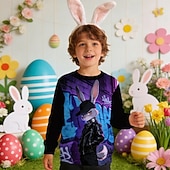 cheap Easter Outfits for Boys-Easter Boys' 3D Graphic Rabbit Sweatshirt Pullover Long Sleeve 3D Print Spring Fall Active Fashion Streetwear Kids 4-12 Years Crew Neck Casual Daily Outdoor Regular Fit