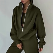  Women's Tracksuit Sweatsuit 2 Pieces Half Zip Fleece Pullover Warm Breathable Soft Sportswear Activewear Rosy Pink Light Green Blue Long Sleeve Athleisure Casual