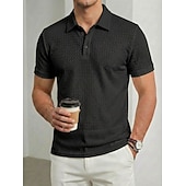 economico Polo classica da uomo-Per uomo Polo a maglia intrecciata Polo da Golf Casuale Affari Bavero Colletto Polo a Coste Manica Corta Essenziale Moderno Blocco di colori Testurizzato Jacquard Bottoni Primavera Primavera &amp; Estate