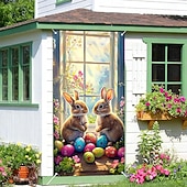 abordables Bannières de Garage et de Porte-Pâques Affiches Couverture de porte Bannières extérieures Rabbit Mignon 3D Soirée Dortoir Chambre d'adolescents Résidence universitaire Chambre d'amis pour hommes dans une fraternité Arrière-plans de