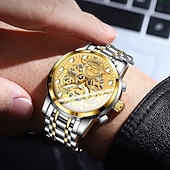 Недорогие Кварцевые часы-Новые многофункциональные мужские часы, роскошные кварцевые часы для мужчин, светящийся в темноте дисплей, скелетонизированный дизайн циферблата, точное измерение времени, подходят для повседневного