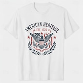  Patriotisk T-skjorte Grafisk T-skjorte USA Retro / vintage Patriotisk T-skjorte 1776–2026 til Unisex Voksne 3D-utskrift for Uavhengighetsdag 4. juli