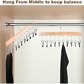 Недорогие Хранение вещей и организация пространства-Набор из 2 органайзеров для шкафа с 10 зажимами — компактный подвесной органайзер для шкафа, металлические зажимы с силиконовой подкладкой, вращающиеся на 360°, многофункциональные крючки для вешалок