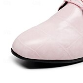 Χαμηλού Κόστους Derby παπούτσια-Ανδρικά ροζ παπούτσια με ανάγλυφο κροκόδειλο, δερμάτινο επάνω μέρος με κορδόνια, μοντέρνο στυλ, ιδανικά για μοντέρνους άνδρες σε γάμους και εκδηλώσεις