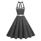 cheap Dresses-1950s Retro Vintage Rockabilly Midi Swing Dress Flare Dress Sleeveless Polka dots Fit &amp; Flare Swing Fancy Dress Women's Carnival Valentine's Day Masquerade Vacation Dailywear Bachelorette Party