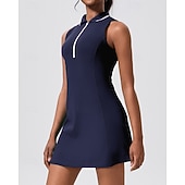 levne Dámské šaty-Dámské Jednobarevné Tenisové šaty Sportovní šaty Bez rukávů Zapni Kapsy Odvod vlhkosti Prodyšné Tenis Běh Zdatnost Šaty Bílá Růžová Modrá Oblečení na tenis