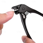levne Osobní péče a zdraví-černé zahnuté kleštičky na nehty, ergonomické &amp;snadné pro seniory, široký rozevření čelistí, šikmý nástroj na zastřihování hlav, ultra široký rozevření čelistí, odolný zastřihovač s protiskluzovou
