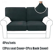 abordables Funda para asientos y reposabrazos de sofá-Juego de fundas de cojín de sofá elásticas de lujo minimalistas, funda completa, funda de sofá elástica antideslizante para sofá de 2/3 plazas