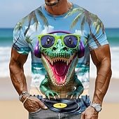  Herren Tiermotiv Krokodil Lustig T Shirt Kurzarm T-Shirt 3D-Druck Rundhalsausschnitt Hemd Übertrieben Designer Party Ferien Blau Sommer Frühling Bekleidung S M L XL XXL XXXL