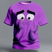 preiswerte 3D-T-Shirts-Herren Optische Täuschung 3D Lustige Emotes T Shirt Kurzarm T-Shirt 3D-Druck Rundhalsausschnitt Hemd Übertrieben Designer Täglich Club Party Gelb Purpur Sommer Frühling Ganzjahres Bekleidung S M L XL