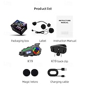 baratos Acessórios para motociclos e quadriciclos-Novo capacete K19 com fones de ouvido, câmera veicular, alto-falante Bluetooth, rádio FM, fones de ouvido, gravador Wi-Fi sem fio e acessórios para motocicleta.