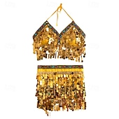 זול חלקים עליונים וסטים-Samba Dancewear סט תלבושות ריקוד סקסיות עם טסל סקווין תלבושת מופעים