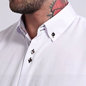 ieftine Cămăși cu nasturi-Bărbați Cămașă Cămașă de Costum Cămașă cu nasturi Bloc Culoare Zilnic Afaceri Bleumarin Manșon Lung Guler Larg Toate Sezoanele Îmbrăcăminte Peteci