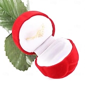 cheap Event &amp; Party Supplies-1PC Flocked Rose Ring Box Long Root Rose Creative Red Rose Flower Ring Display Box Proposal Engagement Anniversary Romantic Gift Box Wedding Jewelry Display Storage