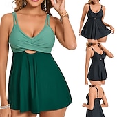 baratos Surfistas Tankinis &amp; Bikinis-Mulheres Roupa de banho Tankini 2 Peças Bloqueio de cores Proteção UV Elástico Sem Manga Roupa de Banho roupa de banho Surfe Mergulho Natação Verão