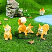 halpa Veistokset-4 kpl pikkuoravia, sammal-mikromaisema-orava-puutarhan koriste-esineitä, kodin työpöydän pieniä koriste-esineitä tee-se-itse, ulkotilojen mini-nurmikon koristelu, sarjakuva-orava-sarja, auton sisustus