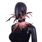 cheap Accessories-Carnival 2026 Rio Carnival Samba Accessories Women's Red Feather Choker Collar, Gothic Vampire Devil Costume Necklace Brazil Festival Performance Costume