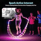 olcso Dekoratív fények-LED-es világító ugrókötél gyerekeknek, állítható hosszúságú világító ugrókötél, kusza mentes pvc ugrókötél színes világító ugrókötél beltéri kültéri fitnesz edzéshez éjszakai parti ajándékokhoz