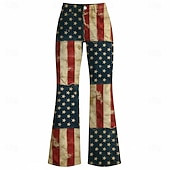  250-jähriges Jubiläum USA Retro Vintage 1970er Hose Schlaghosen Hippie Disco Hohe Taille Kostüm Damen Maskerade 4. Juli Party Unabhängigkeitstag Erwachsene Hose