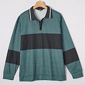 זול פולו רוגבי גברים-בגדי ריקוד גברים פסים Pullover רוגבי פולו חולצות פולו רוגבי שרוול ארוך חולצות פולו קולר וינטאג' יום יומי בָּחוּץ רחוב לבוש ליום הדפסת תלת מימד כפתורים אביב סתיו חורף פול בורדו שחור