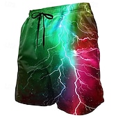 ieftine Imprimare geometrică-Bărbați Fulger Culoare gradient Strălucire neon Boxeri înot Pantaloni Scurți de Înot Pantaloni Scurti Talie medie Casual În aer liber Vacanță Zilnice Buzunare laterale Căptușeală din plasă Talie