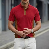 economico Maglietta casual Henley-Per uomo Camicia di Velluto a Coste Maglia Henley Maglietta Manica Corta Tinta unica Semplice Testurizzato Moda Designer Casual Bottoni Collo alla coreana Henley Casuale Quotidiano All'aperto Estate