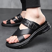 economico Infradito da Vacanza-sandali da uomo marroni con cinturini incrociati, comodi e resistenti, perfetti per i golfisti e le attività estive all'aperto