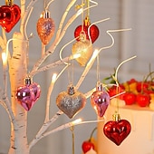 cheap Valentine's Day-Valentine's Day Decor Lighted Birch Tree with Heart Ornaments, Romantic Heart-Shaped Birch Tree Lamp, Tabletop Artificial Trees Lights for Indoor Decor, Cozy LED Mood Lighting for Home Decor