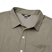 זול חולצות קז'ואל לגברים-בגדי ריקוד גברים חולצה חולצה קז'ואל חולצה עם כפתורים כחול ג'ינס שחור לבן ורוד מסמיק אודם שרוול ארוך אחיד דש קזו'אל יומי כיס קדמי ביגוד כותנה אלגנטית אופנתי יום יומי