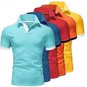 economico Polo classica da uomo-Per uomo Polo Maglia da golf Casuale Sportivo Classico Manica Corta Essenziale Tinta unica Semplice 5 pezzi Confezione multipla Estate Primavera Tutte le stagioni Vestibilità aderente 1 2 3 4 5 6 Polo