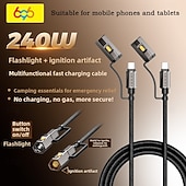 お買い得  充電ケーブル-240W 4-in-1フラッシュライト点火マルチ機能データケーブル2パックApple 17 Proファーウェイシャオミ3.94フィート対応