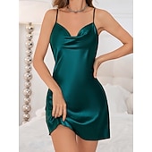 voordelige Nachthemden en slaapshirts voor dames-Dames Nachtjapon Casual Comfortabel Heldere kleur Kant Blote rug Dagelijks Huis Mouwloos hihnat Zwart Wit Blozend Roze Rood Groen Zomer Lente Normale pasvorm