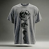  Vintage Wolf T Shirt Men Howling Wolf Graphic Acid Wash Grey Short Sleeve Tee Streetwear Top Clothing Apparel S M L XL XXL XXXL