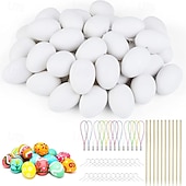 Недорогие Необычные игрушки-Набор из 160 пасхальных подвесных яиц, белые пластиковые пасхальные украшения, пасхальные поделки своими руками, пасхальные украшения, набор расписных яиц, пасхальная тематика.