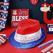  250° anniversario USA Cappello Panama Papillon Cappello a cilindro Zio Sam Innovativo Patriotico Paillettes Adulti Unisex Giorno dell'Indipendenza / 4 Luglio 4 Luglio Feste Parata Vestirsi