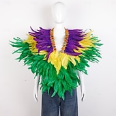 billiga Tillbehör-Karneval 2026 Rio Karneval Samba Tillbehör Kvinnors Mardi Gras Fjäder Cape Själ Lila Grön Guld Fjäder Poncho med Juvelkrage Brasilien Festival Prestandakostym