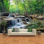 זול שטיחי קיר-טבע נוף מפל מערה שטיח קיר טרופי יער מערה נוף אמנות לסלון חדר שינה עיצוב הבית