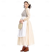  250th Anniversary USA 19th Century 1800s Prairie Dress Bonnet and Apron Set Long Sleeves Pioneer Girl Colonial Pioneer Revolutionary War Costumes Fancy Dress Women's Halloween Carnival 4th of July