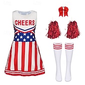  jurk outfits cheerleader cosplay kinderen meisjes halloween carnaval onafhankelijkheidsdag / 4 juli feest optreden maskerade verkleedpartij