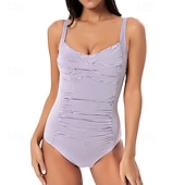 baratos Rash Guards de Uma Peça-Mulheres Roupa de banho Maiôs One Pieces Cor Sólida Perna curta Secagem Rápida Elástico Sem Manga Roupa de Banho roupa de banho Surfe Praia Natação Verão