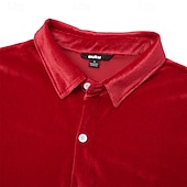 halpa Miesten Smart Casual -paidat-Miesten Paita Rento paita Joulupaita Samettipaita Viini Kuninkaallinen sininen Pitkähihainen Yhtenäinen väri Tavallinen Paitapuserokaula-aukko Karnevaali Joulu Napit Vaatetus Sametti Polyesteri Joulu
