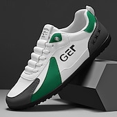 levne Pohodlné šněrovací boty-Pánské černo-béžové golfové tenisky, sportovní a pohodlné, ideální na golfová hřiště a aktivní pobyty